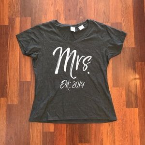 Grey “Mrs. Est. 2019” V-Neck T-Shirt